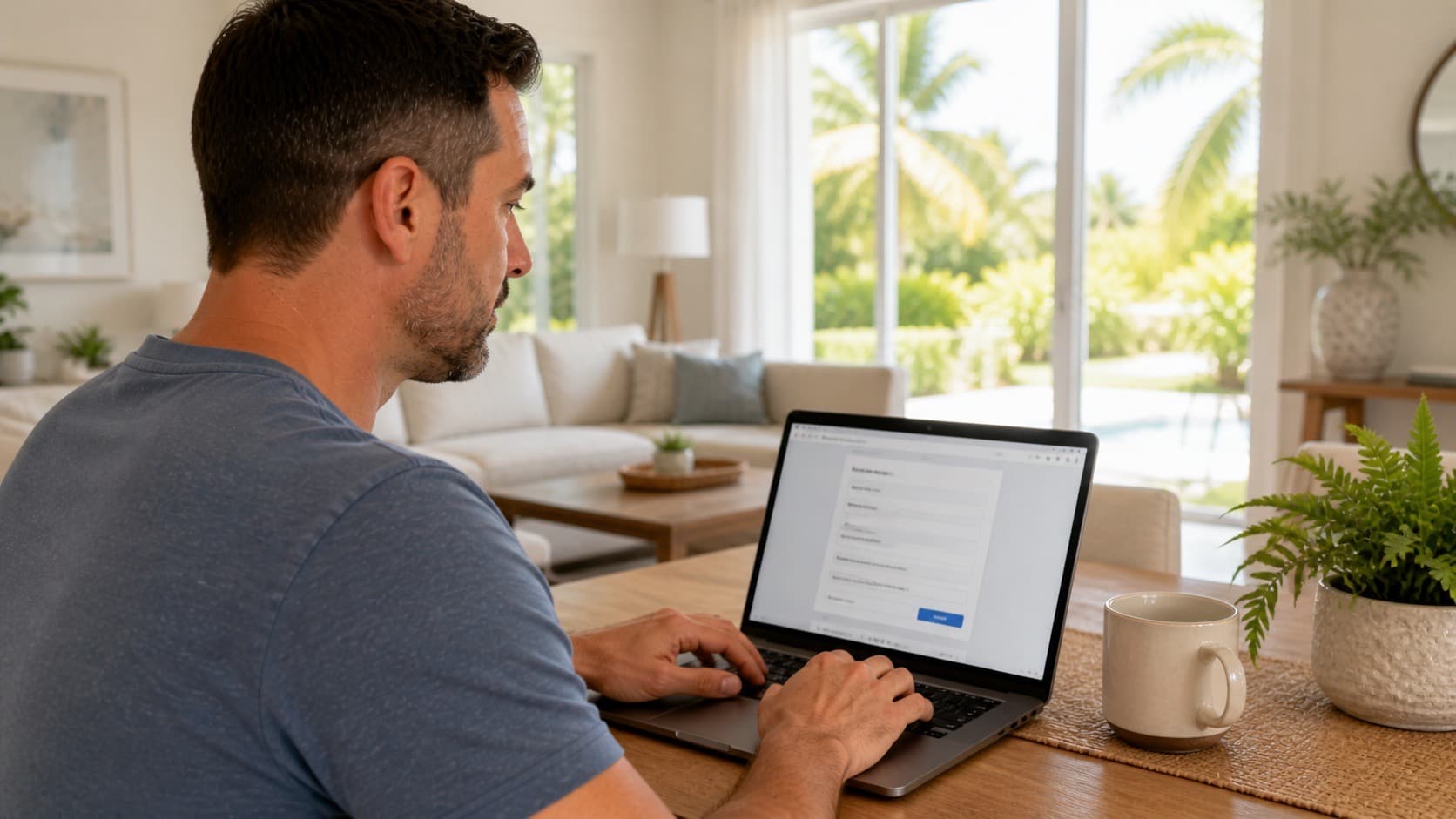 Homeowner submitting an HVAC referral request on a laptop